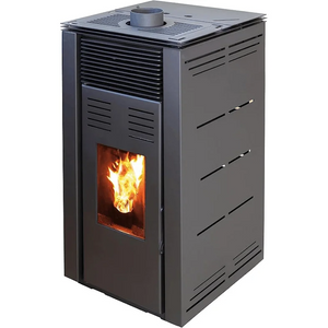 JOIMA - Estufa de Pellets sin electricidad modelo NATUR STYLE 8 kW. Funciona sin Conexion a la red Eléctrica. Color Negro